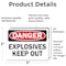 Signmission Explosives Keep Out Danger Sign, Vinyl Decal, 5in W x 3.5in L, 2PK OS-2PACK-DS-D-35-L-19351 - alternate 5
